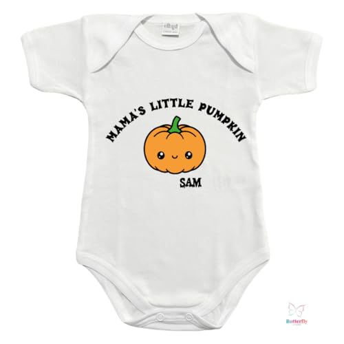 Butterfly Store Body Personalizzatodi Halloween per Neonati, Mama's Little Pumpkin, Body Neonati Personalizzati, Zucche di Halloween, 100% Cotone - Spooky Season - Primo Halloween, Ringraziamento