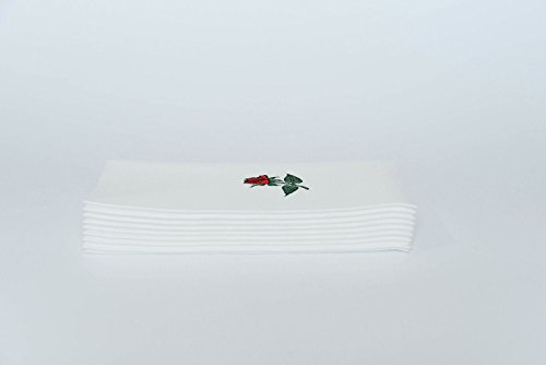 Dinner Napkins – Decorative Napkins – Cloth Like & Disposable – Elegant & Durable – Soft & Absorbent – Large 19”X17” – Packaged For Easy Storage – Box Of 60 – By Simulinen (Single Rose) #TOP5
