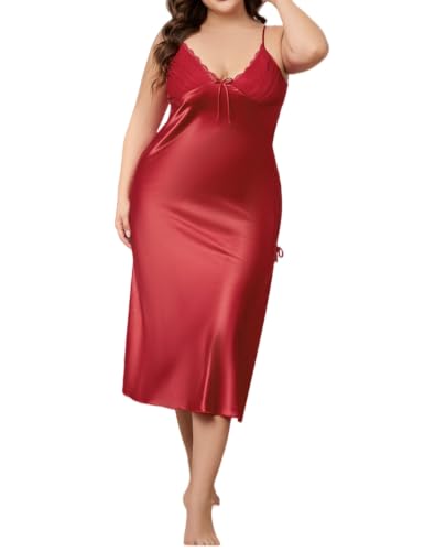 Nuisette grande taille femme satin vêtement nuit confortable