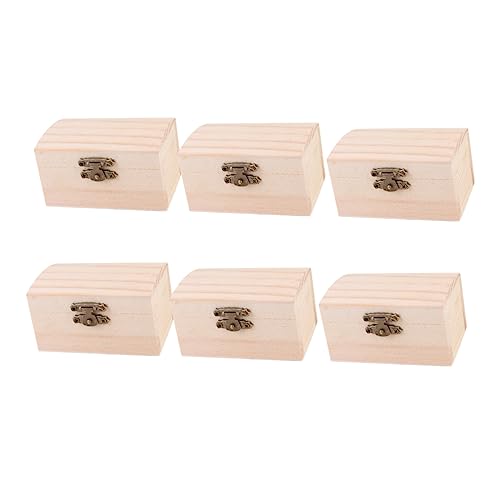 Healeved 6pièces Mini Boîtes à Bijoux Rectangulaires Bois Coffret De Rangement Fait Main Pour Colliers Broches Et Petits Objets Usage Quotidien Et Décoration Événementielle
