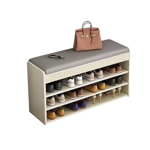 Meuble à chaussures avec coussin moelleux intégré blanc lait pour un confort quotidien