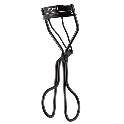 TRUYU Rizador de pestañas Classic – rizador profesional de pestañas de acero al carbono – negro mate con almohadillas de silicona de repuesto para un rizado duradero
