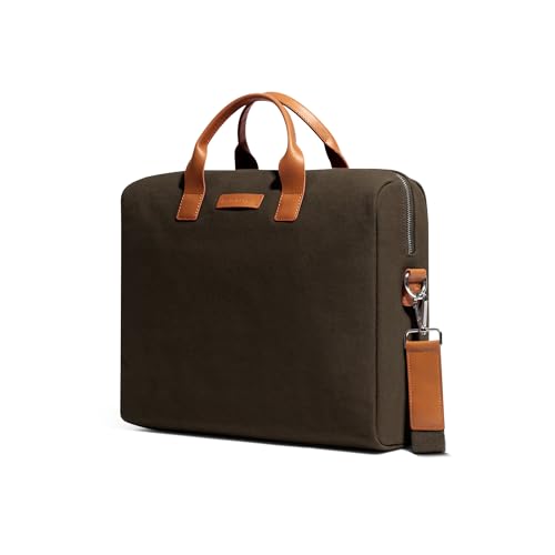 Image of DailyObjects Unisex City Compact Fleet Canvas Laptop Messenger Bag with Leather Handles and Adjustable Straps | Zip Closure with Slip Pockets and Large Storage For 14 Inch Laptops