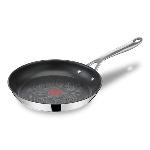 Tefal Jamie Oliver Cooks Direct Stainless Steel Frypan 24 cm Non-Stick Coating Heat Indicator Riveted Safe-Grip Handle Induction Pan E3040444