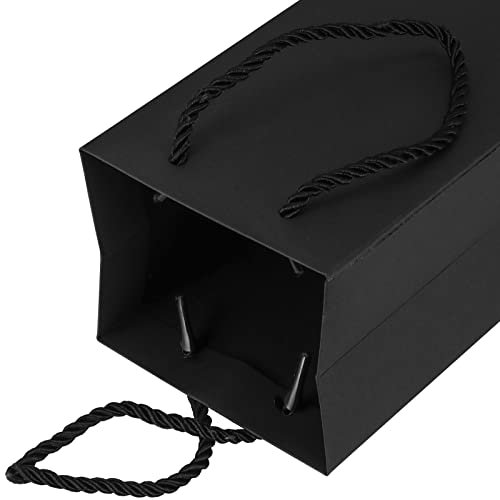 SINJEUN 40 PCS Black Wine Gift Bag, 11 x 9 x 35cm Single Wine Bottle Carrier with Handles - Image 3
