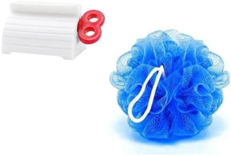 Plastic Rolling Tube Toothpaste Squeezer Pack of 1 + 1 Loofah (Multi-Purpose Toothpaste Dispenser, Rolling Toothpaste Holder Stand)