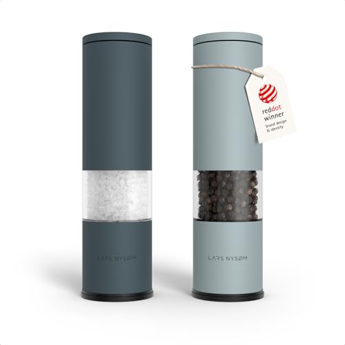 Image of LARS NYSOM Salt and Pepper Grinder Set Manual, Stainless Steel Salt and Pepper Mills with Adjustable Ceramic Grinder I Design Spice Shakers (Blue)