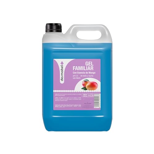 DESMABEL Gel Familiar con Esencia de Mango | Limpieza Corporal para Baño, Ducha y Manos | Cuidado Diario para Toda la Familia pH 5.5 | Formato Profesional Garrafa de 5 L