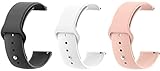 TechMount 22mm Strap Compatible with Noise ColorFit Pro 3 NoiseFit Endure ColorFit NAV NoiseFit Evolve | Soft Silicon Sports Watchband Strap (22MM LUGS SMARTWATCH STRAP, BLACK-WHITE-BABY PINK)