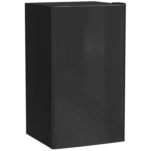 HOMCOM Nevera Pequeña 91 L con Congelador, Mini Frigorífico Silenciosa, Frigorífico Pequeño Bajo Encimera con Temperatura Regulable 5 Niveles, Puerta Reversible y Estantes Ajustables, Negro