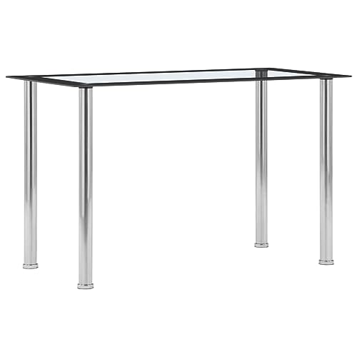 Owoxanthellate Table à manger noire transparente 120 x 60 x 75 cm en verre trempé et acier inoxydable, design moderne avec construction robuste, peu...