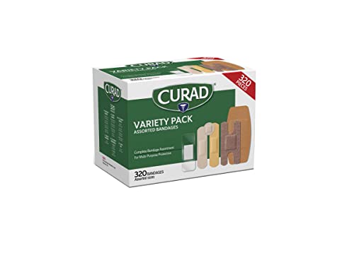 Curad Bulk Variety Pack Assorted Bandages, Flex-Fabric, Waterproof, Plastic, Knuckle, Heavy Duty Bandages (320Count) #TOP1