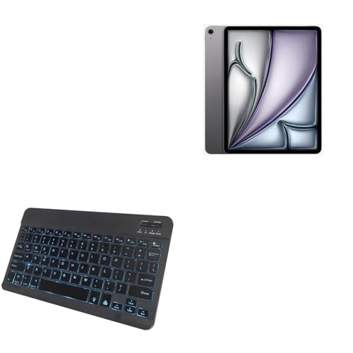 BoxWave Keyboard Compatible with Apple iPad Air (6th Gen 2024) (13 in) - SlimKeys Bluetooth Keyboard - with Backlight, Portable Slim LED 7 Colors - Jet Black
