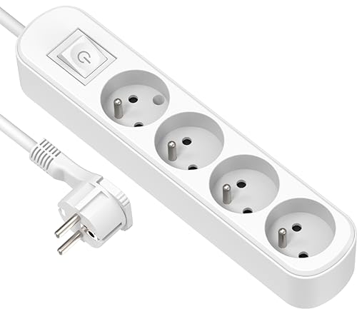 Electraline 32041 Bloc 4 prises avec interrupteur/fiche plate 1,5 m Blanc