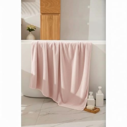 Image of Dribble Coral Fleece Weft Knitting 400 GSM Large Bath Towel 70 cm x140 cm | Ultra Soft, Quick Dry, Highly Absorbent | Lightweight & Skin-Friendly Towel for Bathroom, Gym & Travel, Pink