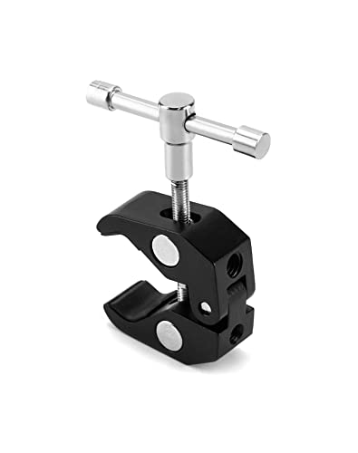 Image of QWORK Super Clamp for Photography, 4 Pack, 1 /4'' and 3 /8'' Thread Clip for Camera Monitor, Light Stand, Rods, LED Lights