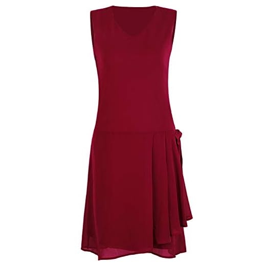 VIJIV Womens 1920s Inspired Flapper Dress High Tea Drape with Bow Fashion Roaring 20s Great Gastby Dress Red X-Large