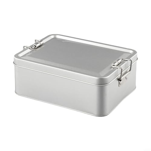 Scatola di latta in metallo con coperchio, contenitori per biscotti e caramelle, scatola rettangolare vuota in latta per casa e cucina (M)