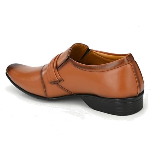 Image of Leatherkraft Formal Slip-On Shoes with Applique Detail