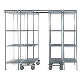 Nexel 4 Unit Space TRAC Storage Shelving, 12 Ft. Long, Chrome, 48x24x74