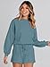 MEROKEETY 2026 Spring Lounge Sets for Women Oversized Batwing Sleeve Casual Top and Shorts 2 Piece Outfits Sweat Set Blue