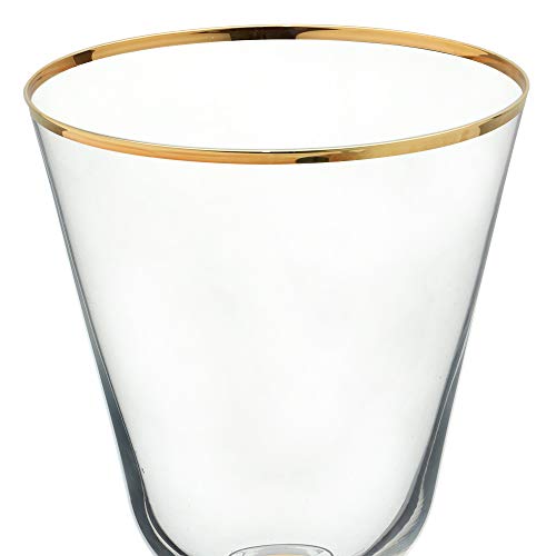 Jogo de 6 tacas para agua Bella em cristal ecologico gold rim 350ml A15,5cm-TRANSPARENTE - Bohemia-