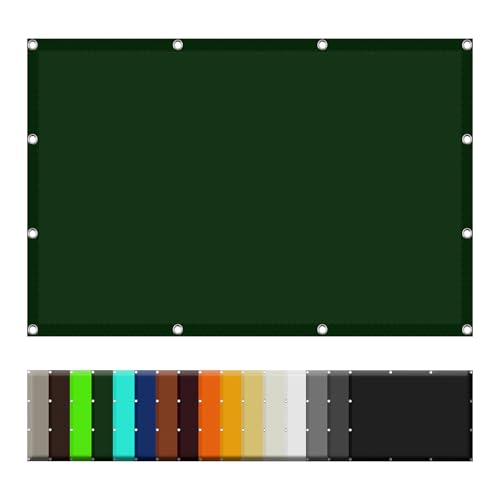 Sonnensegel Wasserdicht 35 x 500 cm 98% Uv-Schutz Sonnenschutz Zaunblende Sonnenschutznetz mit Ösen Und Befestigungsseile für Garten Terrasse Balkon Schwimmbad, Dunkelgrün