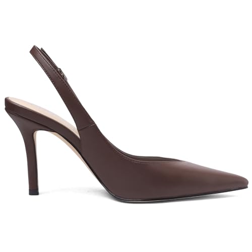 Image of Slingback Heels for Women Pointed Toe Stiletto Pumps High Heel Dress 3.46in