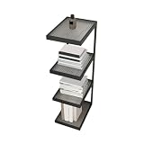 CFGH6FDF Open Vertical Minimalism Iron Bookshelf Living Room Corner 4-Tier Storage Display Stand Freestanding Book Shelf