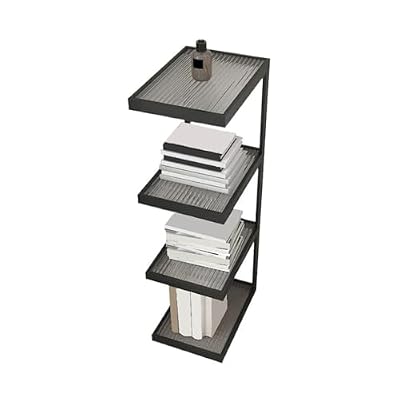 CFGH6FDF Open Vertical Minimalism Iron Bookshelf Living Room Corner 4-Tier Storage Display Stand Freestanding Book Shelf