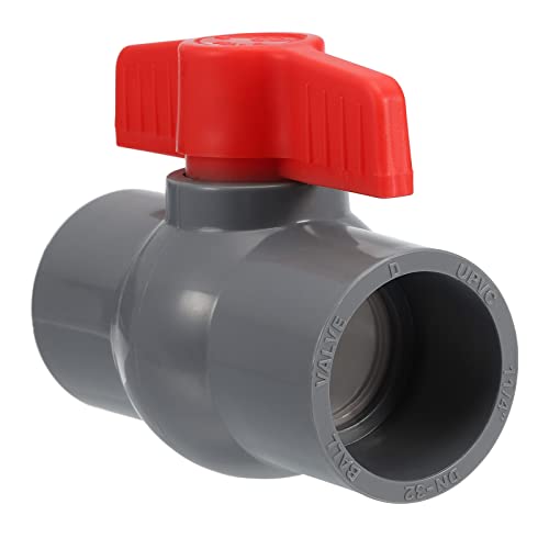 M METERXITY Ball Valve - Irrigation Water Flow Control, Slip Plastic Shut-Off Valve, Apply to Outdoor/Garden/Swimming Pools(40mm Inner Diameter, Red Gray)