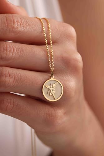 Bijou Saint Michel : collier pendentif argent plaqué or et chaîne 45,7 cm
