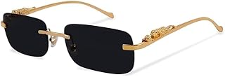 Luxury Rimless Square Sunglasses Man and Woman Fashion Gradient Metal Leopard Retro Shades Rectangle Sun Glasses