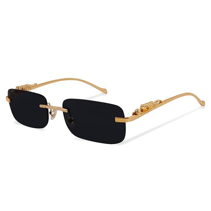 Luxury Rimless Square Sunglasses Man and Woman Fashion Gradient Metal Leopard Retro Shades Rectangle Sun Glasses-picture-55