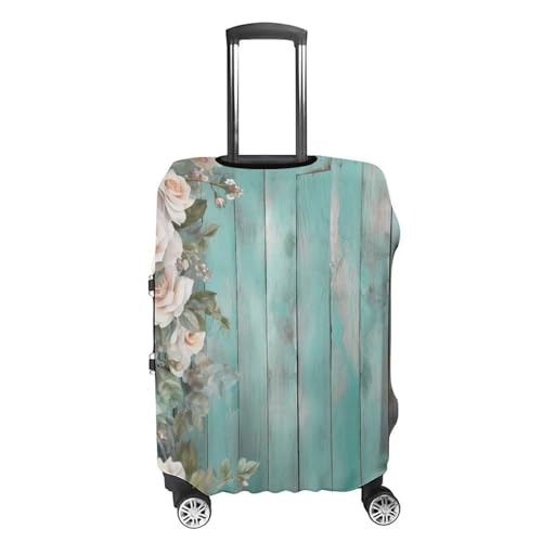 Travel Luggage Cover Elastic Suitcase Protector Anti-Scratch Washable Teal Barn Door Floral Luggage Sleeve Tsa Approved Carry on Covers Baggage Cover Fits 18-32 Inch Luggages4