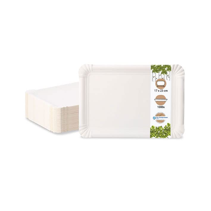 1500 Stück Pappteller Eckig, 13x20 Cm – Unbeschichtet, Recycelbar, Umweltfreundlich Aus Nachhaltigem Holz