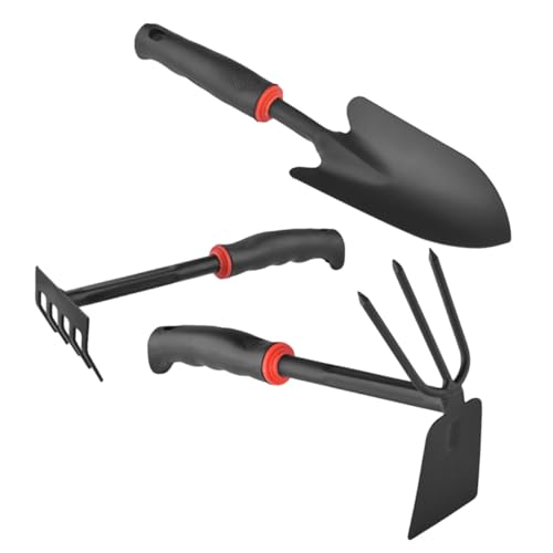 Toyvian Gartengeräte Eisen Gartenhacke Breit Schaufel Doppelhacke Gartenrechen mit Rutschfestem Griff für Balkon Topfpflanzen Unkrautjäten und Pflanzenpflege