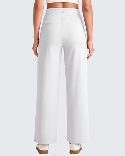 Image of G4Free EverGoing Wide Leg Ankle Pants for Petite Women with Pockets Stretch | Moisture Wicking, 4-Way Stretch, 7 /8 Ankle Length, Faux Fly Detail, Faux Back Pockets, Yoga To Casual Wear