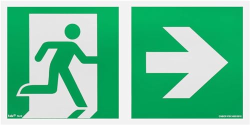 notlok Safety Work Fire Exit Sign, 15 x 30 cm, Fluorescent PVC, Green Yellow, Emergency Exit Right and Arrow to the Right