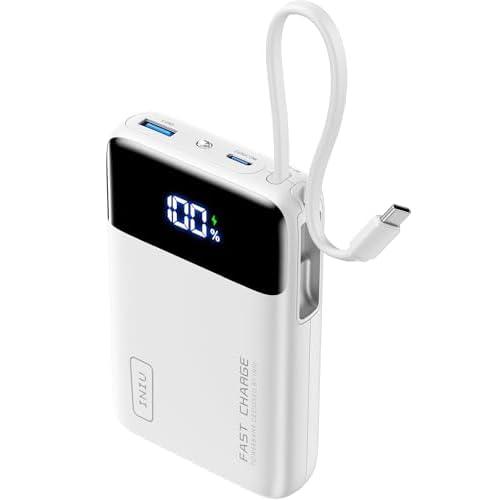INIU Portable Charger, Small 20000mAh Power Bank with Built-in USB-C, 45W Fast Charging Flight Travel Emergency, for Family Students Women Men Kid Girl Boy White
