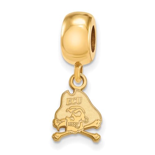 LogoArt 14k Yellow Gold Plated Sterling Silver East Carolina Univ. XS Pirate Dangle Charm