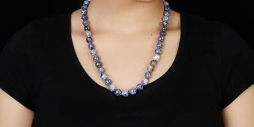 Collana con perline in sodalite naturale annodata a mano, per donne e uomini, collana con pietre preziose di cristallo blu, 55,9 cm, gioielli alla moda, regalo di pietra curativa, perline rotonde