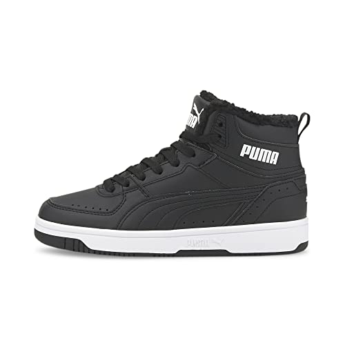 PUMA Rebound Joy Fur Jr Sneaker, Black White, 39 EU