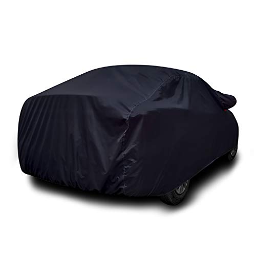 Car Cover Compatible with Nissan Terrano with Mirror Pocket Triple Stitched Bottom Elastic Water Resistant UV Protection & Dustproof Car Cover-Black & Red