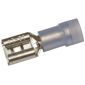 11914 Female Disconnect, Double Crimp, Nylon Insulated, Blue, 16-14 Wire Size, 0.020"X0.110" NEMA Tab, 200-Pack