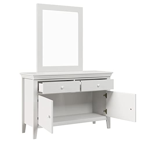 Harper & Bright Designs 4 Piece Bedroom Set,Queen Size Wood Platform Bed Frame With Nightstand And Dresser With Mirror,Traditional Style Queen Bedroom Set For Kids/Teens/Adults Bedroom(White) #TOP5