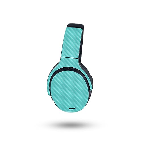 Image of MightySkins Carbon Fiber Skin Compatible with Skullcandy Crusher ANC 2 - Solid Turquoise | Protective, Durable Textured Carbon Fiber Finish | Easy to Apply