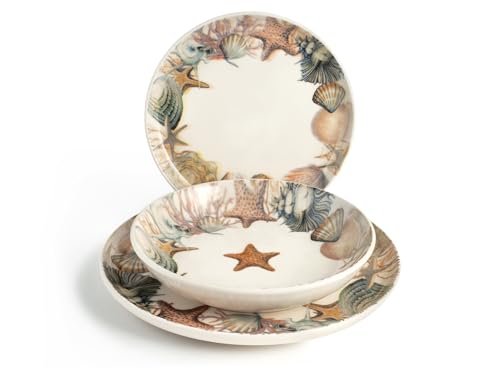 H&H, Service de Table Saint Barth en Stoneware - Set de 18 Pièces - Design Élégant Inspiré des Couchers de Soleil, Compatible Lave-Vaisselle et Micro-Ondes