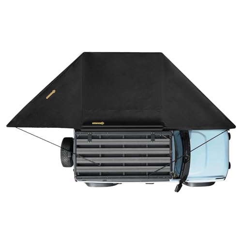 BUNKER INDUST 180 Degree Awning Free Standing, Vehicle Overland Awning Built-in LED Light - Three Colors, Car Driver Passenger Side, Waterproof Wind Resistant for SUV Van Truck Camper