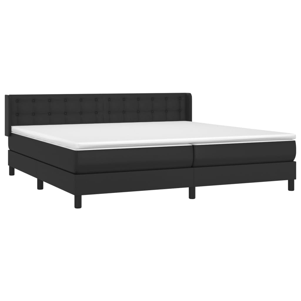 Kunstleder verstellbares Kopfteil Boxspringbett 200x200 cm Schwarz
